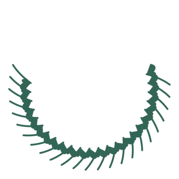 A crescent ginkgo wreath made from 24 leafy motifs around an empty centre.