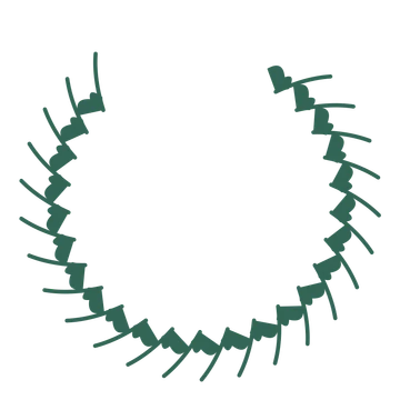 A open top ginkgo wreath made from 24 leafy motifs around an empty centre.