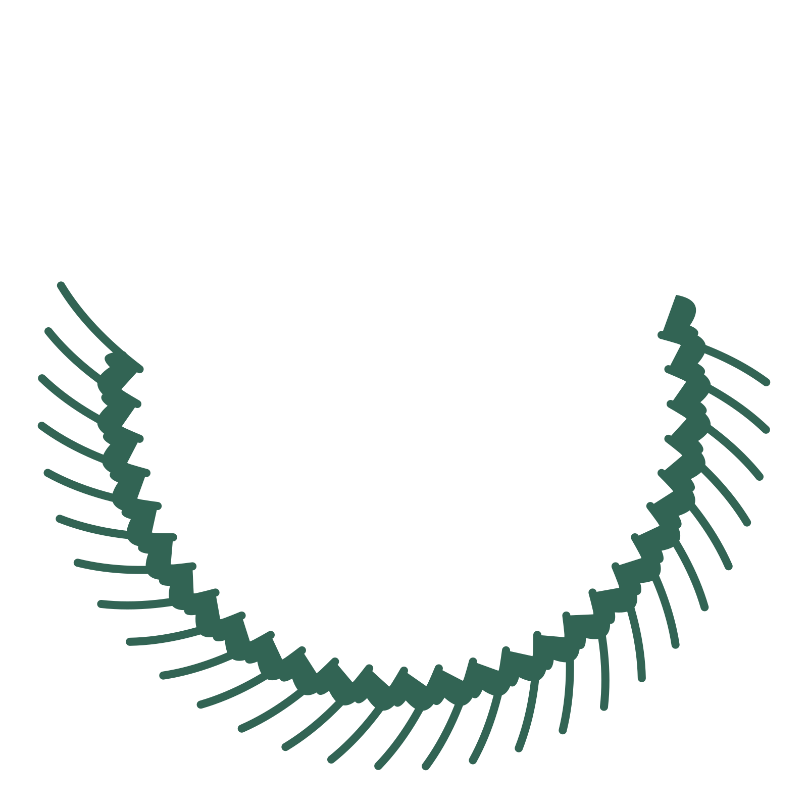 A crescent ginkgo wreath made from 28 leafy motifs around an empty centre.