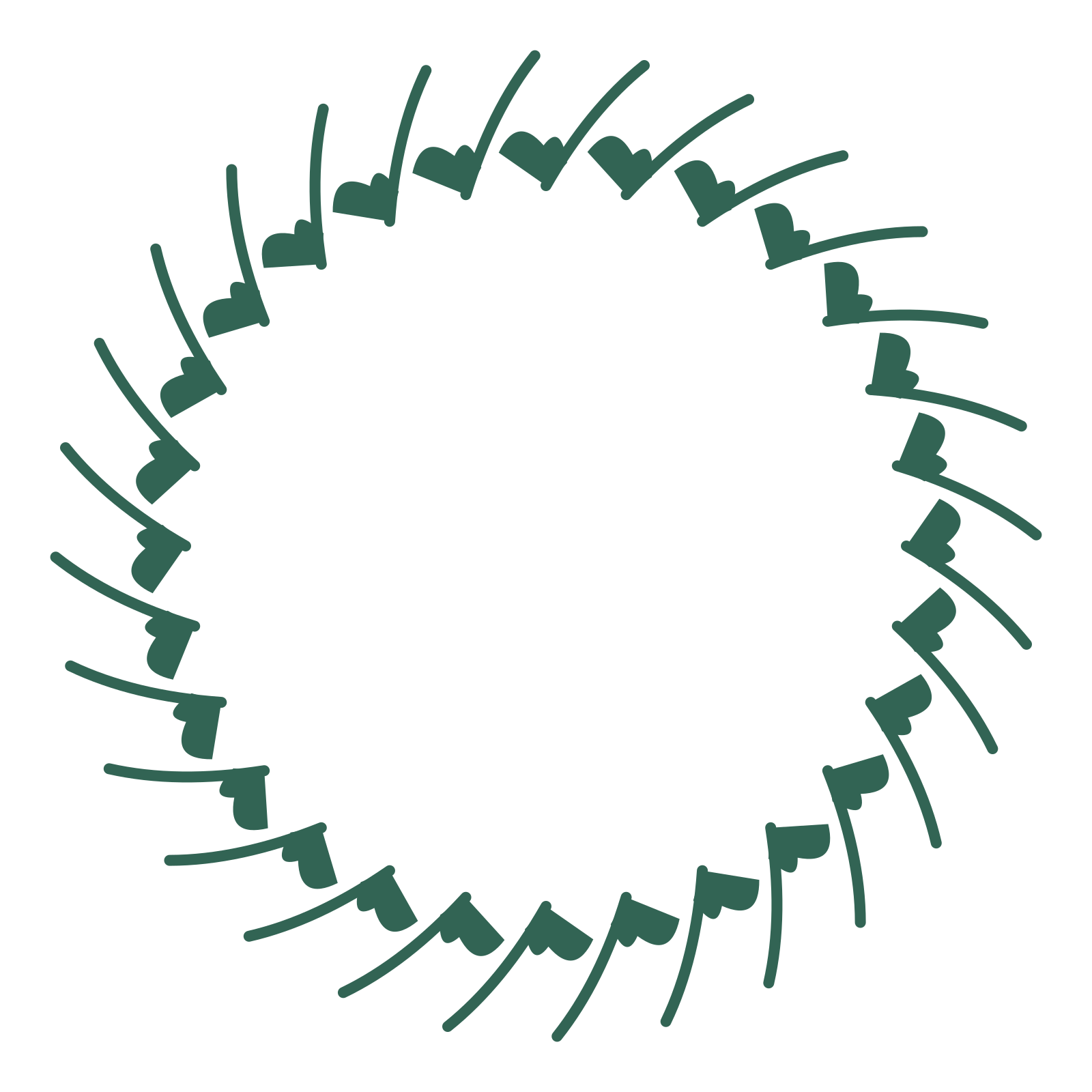 A full ginkgo wreath made from 28 leafy motifs around an empty centre.