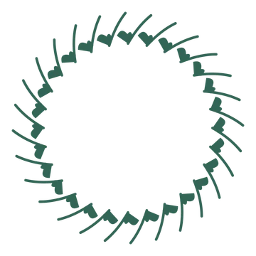 A full ginkgo wreath made from 28 leafy motifs around an empty centre.