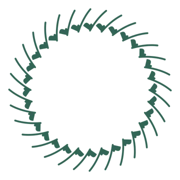 A full ginkgo wreath made from 32 leafy motifs around an empty centre.