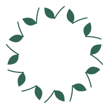 A full laurel wreath made from 12 leafy motifs around an empty centre.
