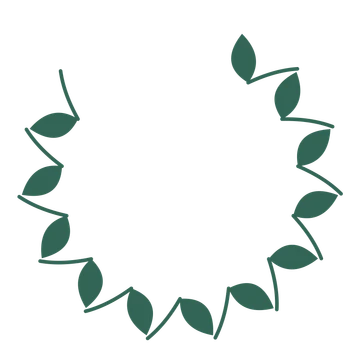 A open top laurel wreath made from 12 leafy motifs around an empty centre.