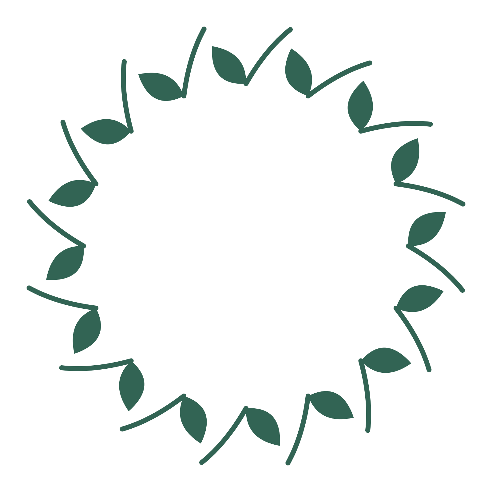 A full laurel wreath made from 16 leafy motifs around an empty centre.