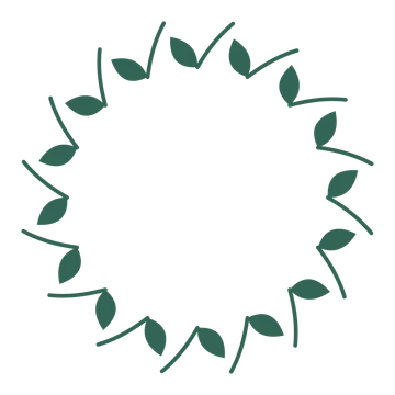 A full laurel wreath made from 16 leafy motifs around an empty centre.