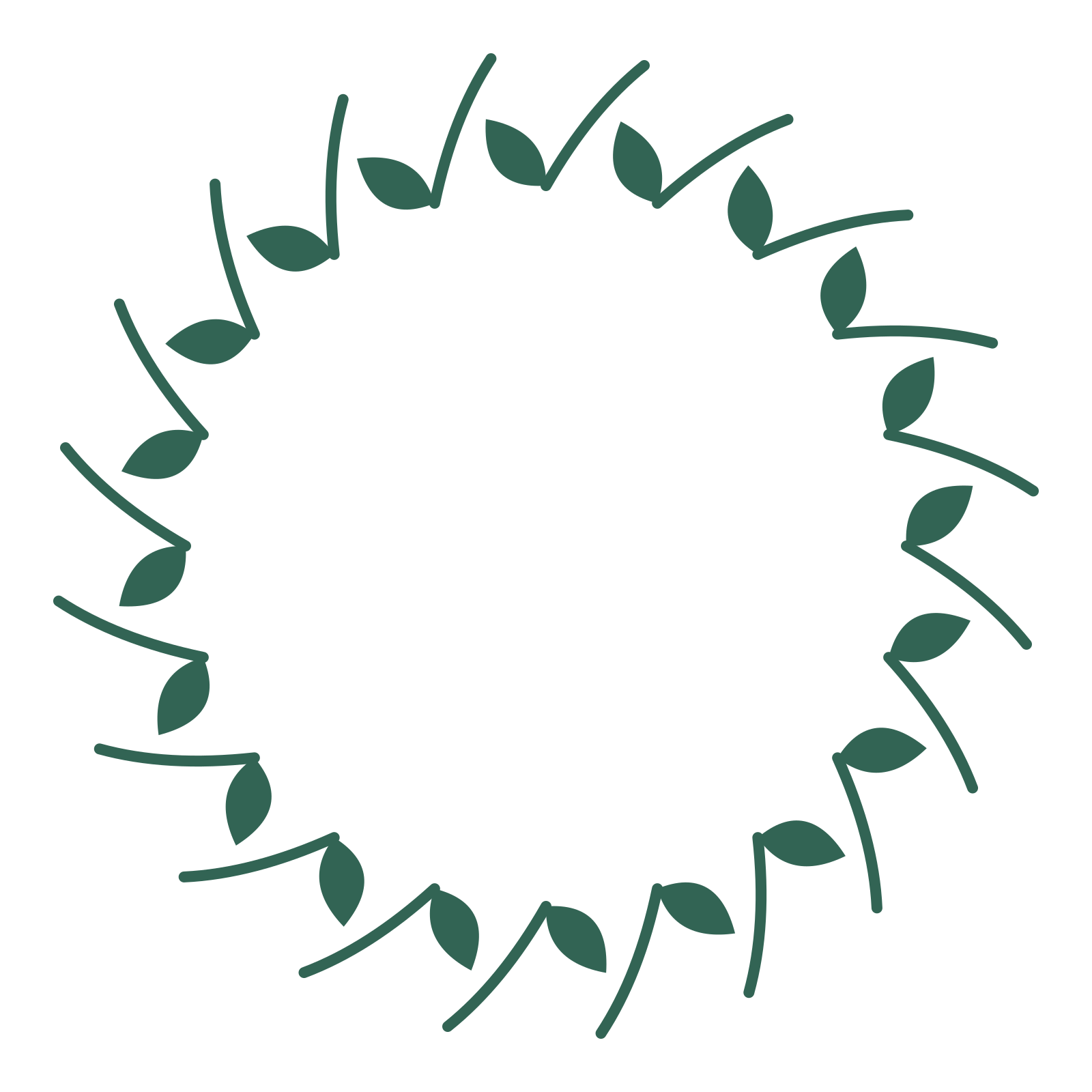 A full laurel wreath made from 20 leafy motifs around an empty centre.