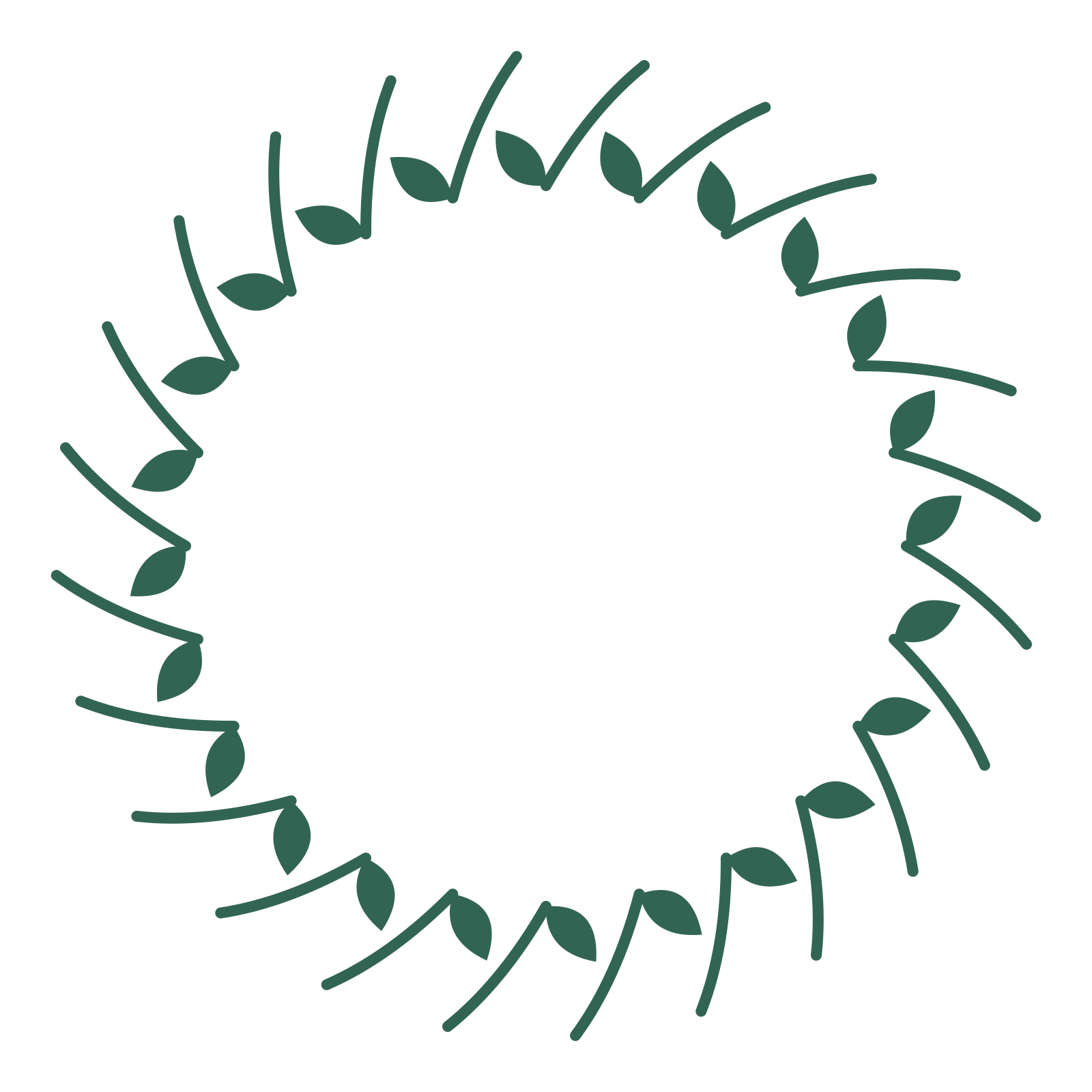 A full laurel wreath made from 24 leafy motifs around an empty centre.