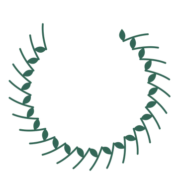 A open top laurel wreath made from 24 leafy motifs around an empty centre.