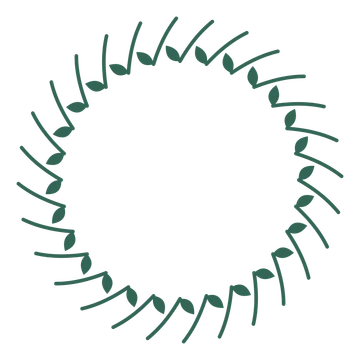 A full laurel wreath made from 28 leafy motifs around an empty centre.