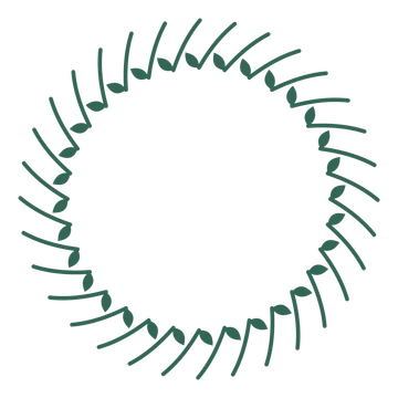 A full laurel wreath made from 32 leafy motifs around an empty centre.
