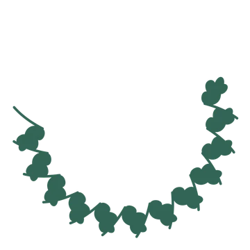 A crescent oak wreath made from 12 leafy motifs around an empty centre.