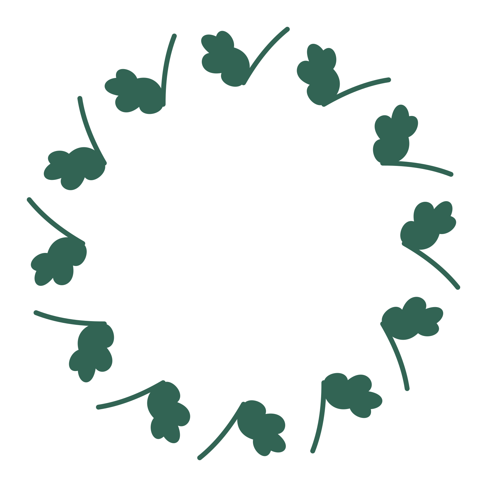 A full oak wreath made from 12 leafy motifs around an empty centre.