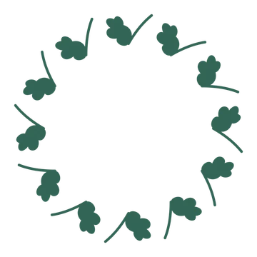 A full oak wreath made from 12 leafy motifs around an empty centre.