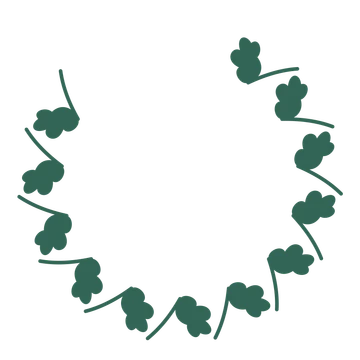 A open top oak wreath made from 12 leafy motifs around an empty centre.