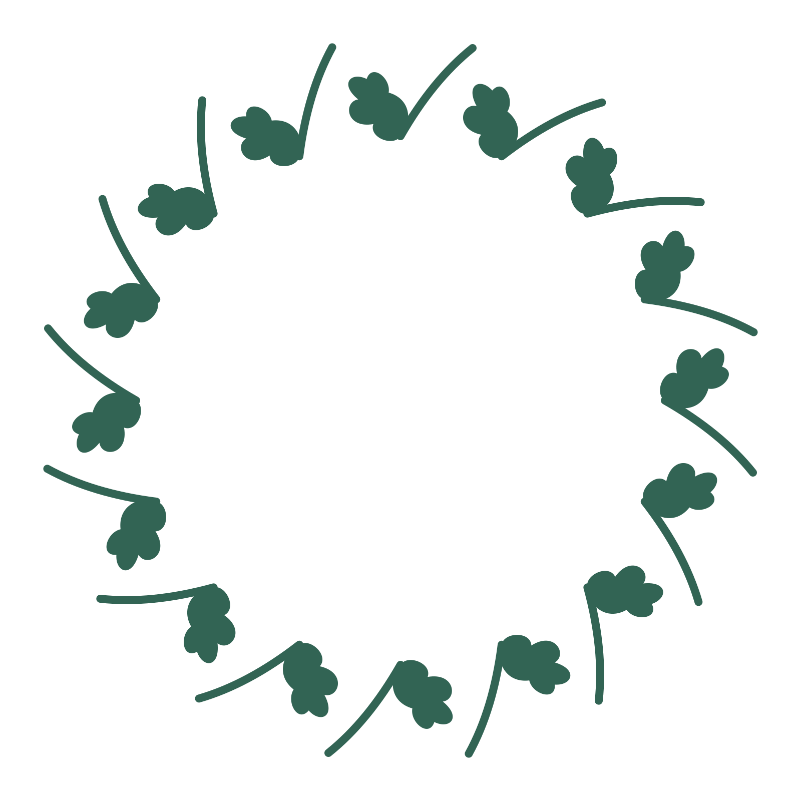 A full oak wreath made from 16 leafy motifs around an empty centre.