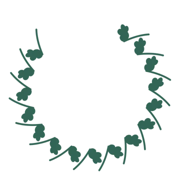 A open top oak wreath made from 16 leafy motifs around an empty centre.
