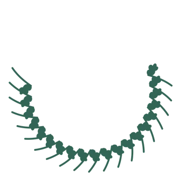 A crescent oak wreath made from 20 leafy motifs around an empty centre.