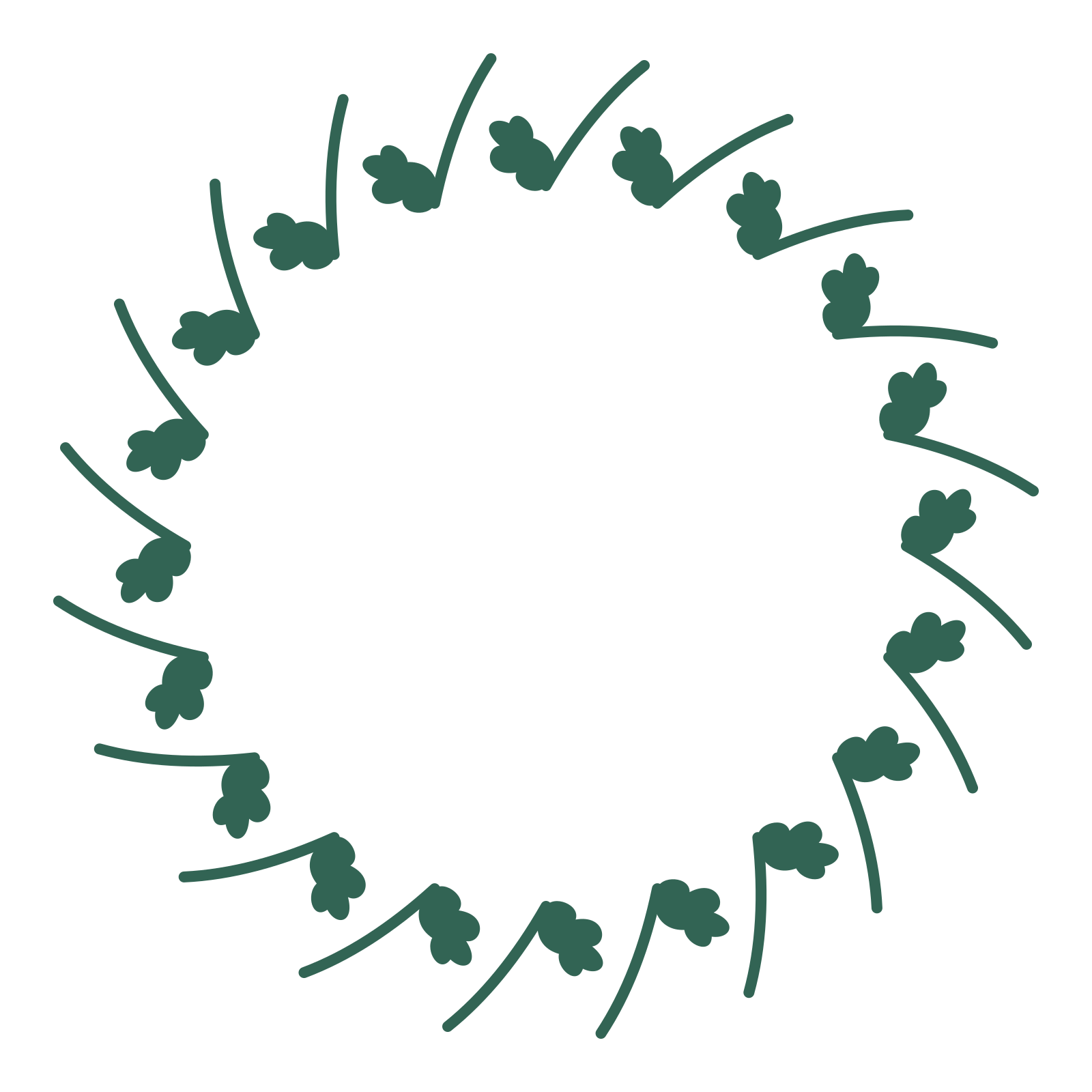 A full oak wreath made from 20 leafy motifs around an empty centre.