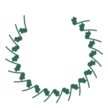 A open top oak wreath made from 20 leafy motifs around an empty centre.