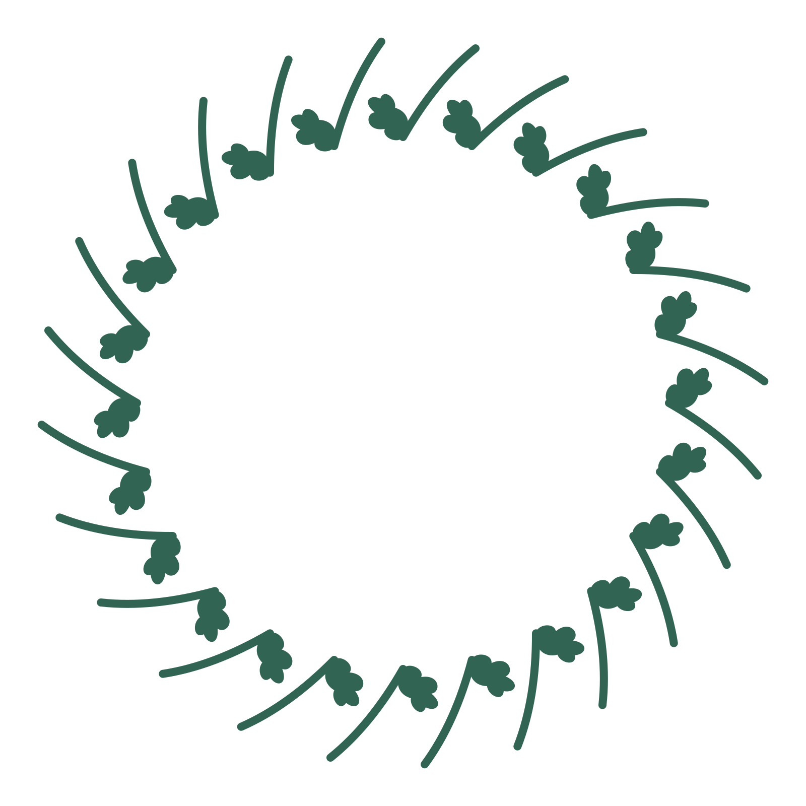A full oak wreath made from 24 leafy motifs around an empty centre.