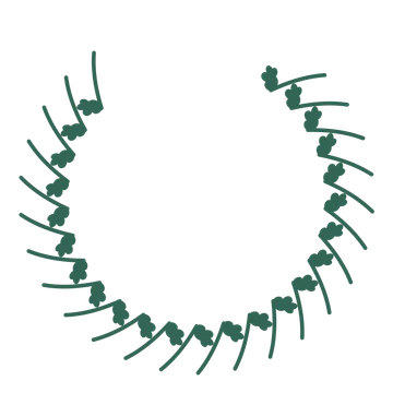 A open top oak wreath made from 24 leafy motifs around an empty centre.