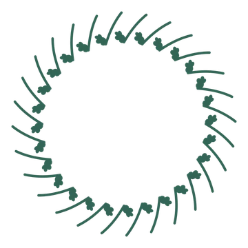 A full oak wreath made from 28 leafy motifs around an empty centre.