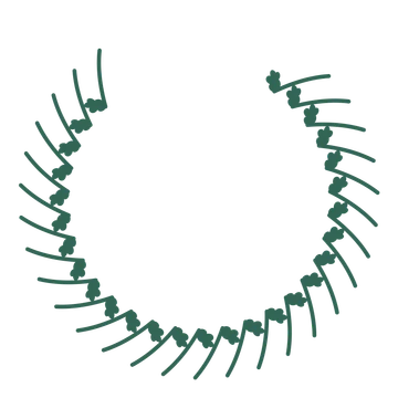A open top oak wreath made from 28 leafy motifs around an empty centre.