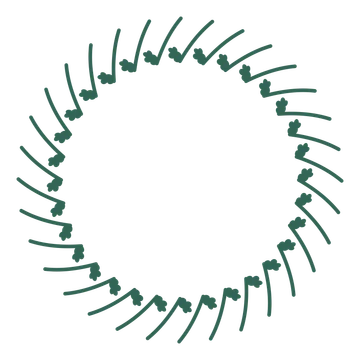 A full oak wreath made from 32 leafy motifs around an empty centre.
