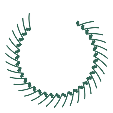 A open top oak wreath made from 32 leafy motifs around an empty centre.
