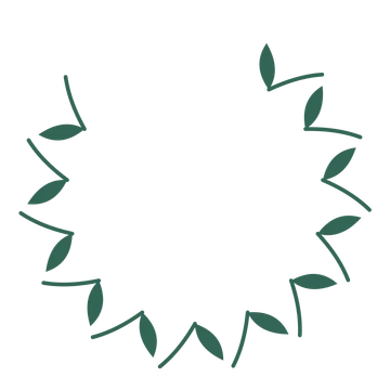 A open top olive wreath made from 12 leafy motifs around an empty centre.