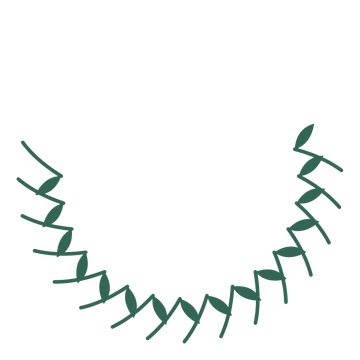 A crescent olive wreath made from 16 leafy motifs around an empty centre.