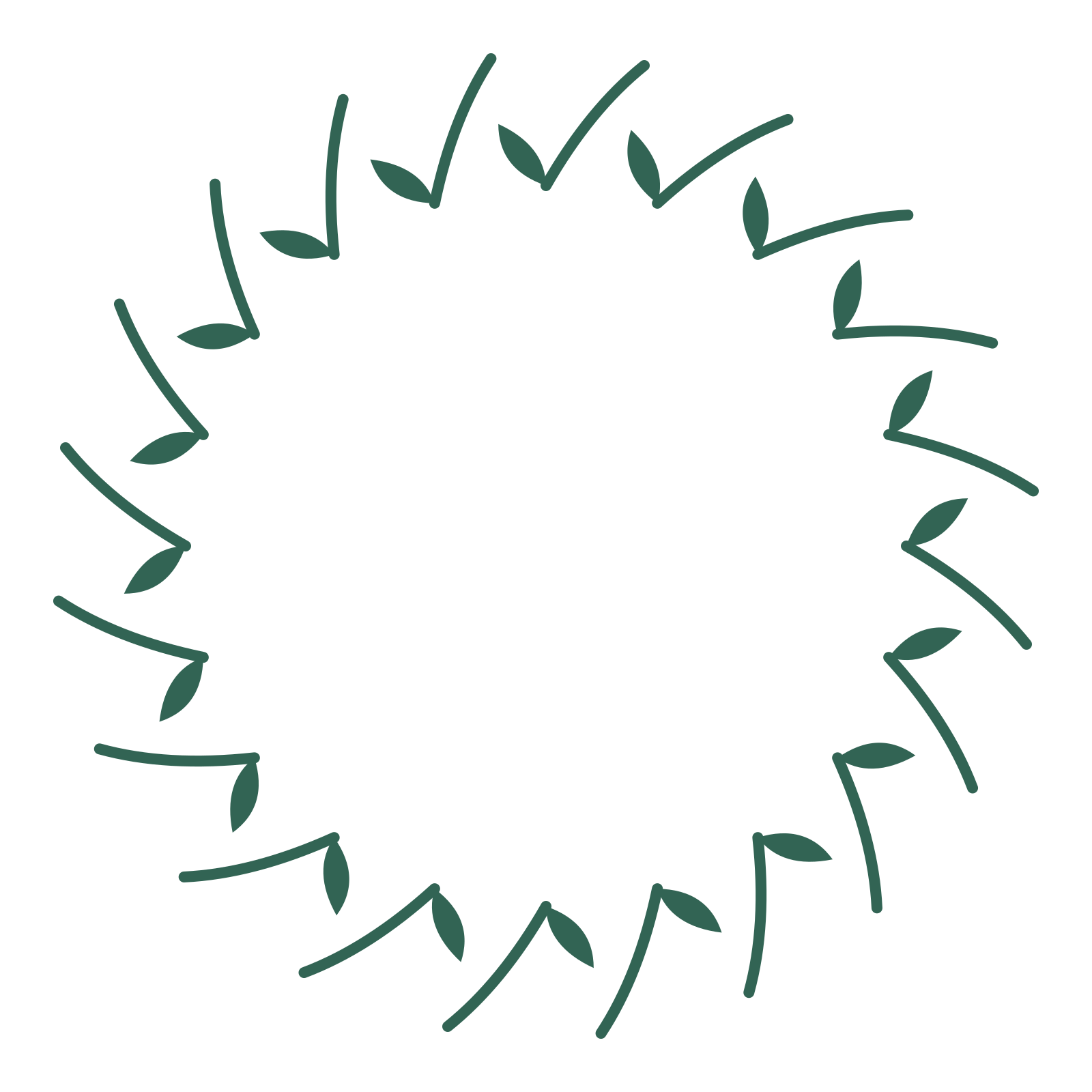 A full olive wreath made from 20 leafy motifs around an empty centre.