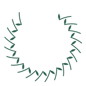 A open top olive wreath made from 20 leafy motifs around an empty centre.