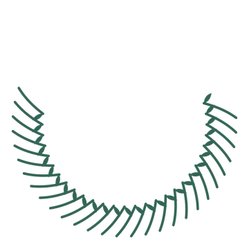 A crescent olive wreath made from 28 leafy motifs around an empty centre.