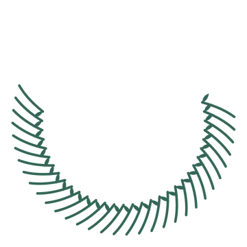 A crescent olive wreath made from 32 leafy motifs around an empty centre.