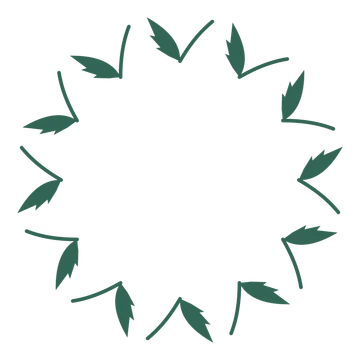 A full palm wreath made from 12 leafy motifs around an empty centre.