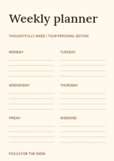 Meal Planning planner template · Structured planners