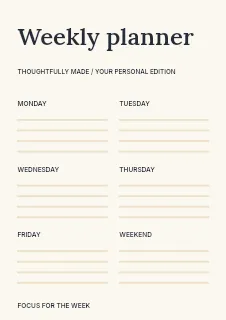 Time, thoughtfully planner template · Structured planners