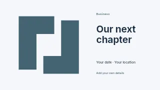 Our Next Chapter presentation cover template · Horizontal photo dialogue