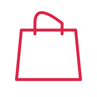 A tapered shopping bag has a pair of long rounded handles.