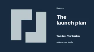 The Launch Plan presentation cover template · Horizontal photo dialogue