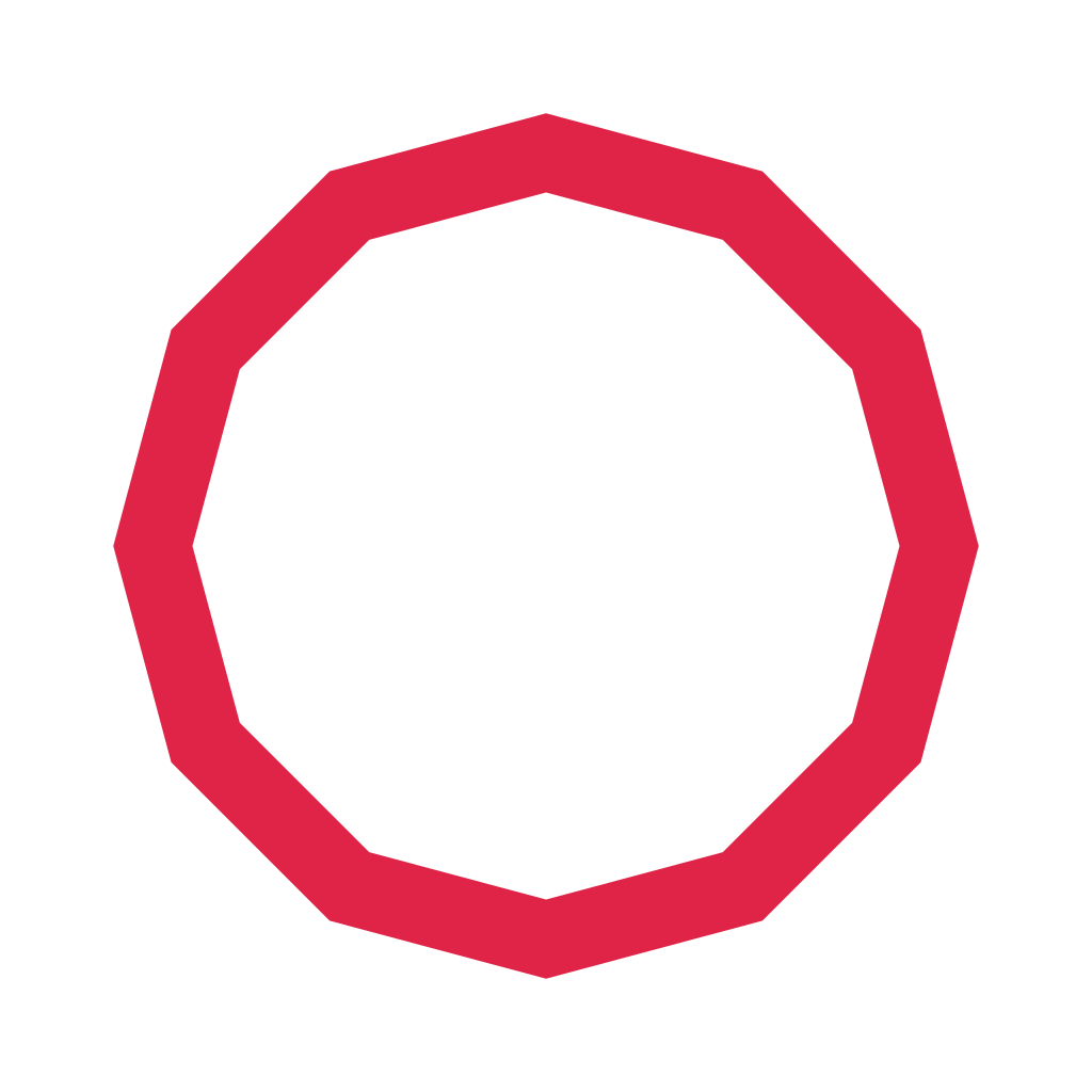 A 12 sided geometric frame uses a broad open border.