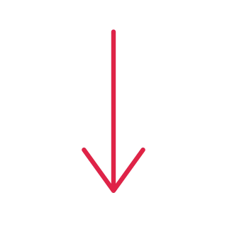 A slender arrow points down with open space around its edges.