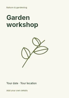 Weekend Garden Workshop flyer template · Fine-line cover