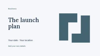 The Launch Plan presentation cover template · Horizontal photo dialogue