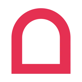 A red arch outline with a straight base and an open interior.