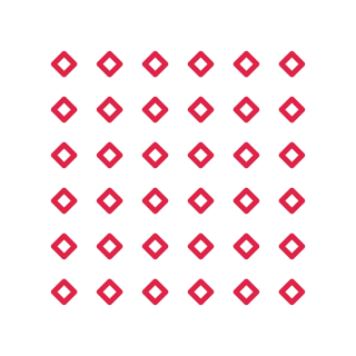 A 6 by 6 arrangement of diamond grid marks leaves transparent space between the motifs.