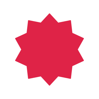 A soft radial badge has 10 evenly spaced outward points.