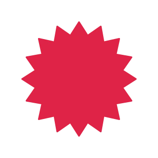 A soft radial badge has 16 evenly spaced outward points.